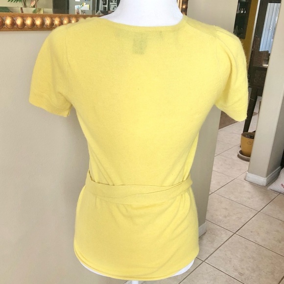 French Connection Yellow Lambswool & Rabbit Hair Crocket Detail Wrap Top Small - Picture 5 of 7